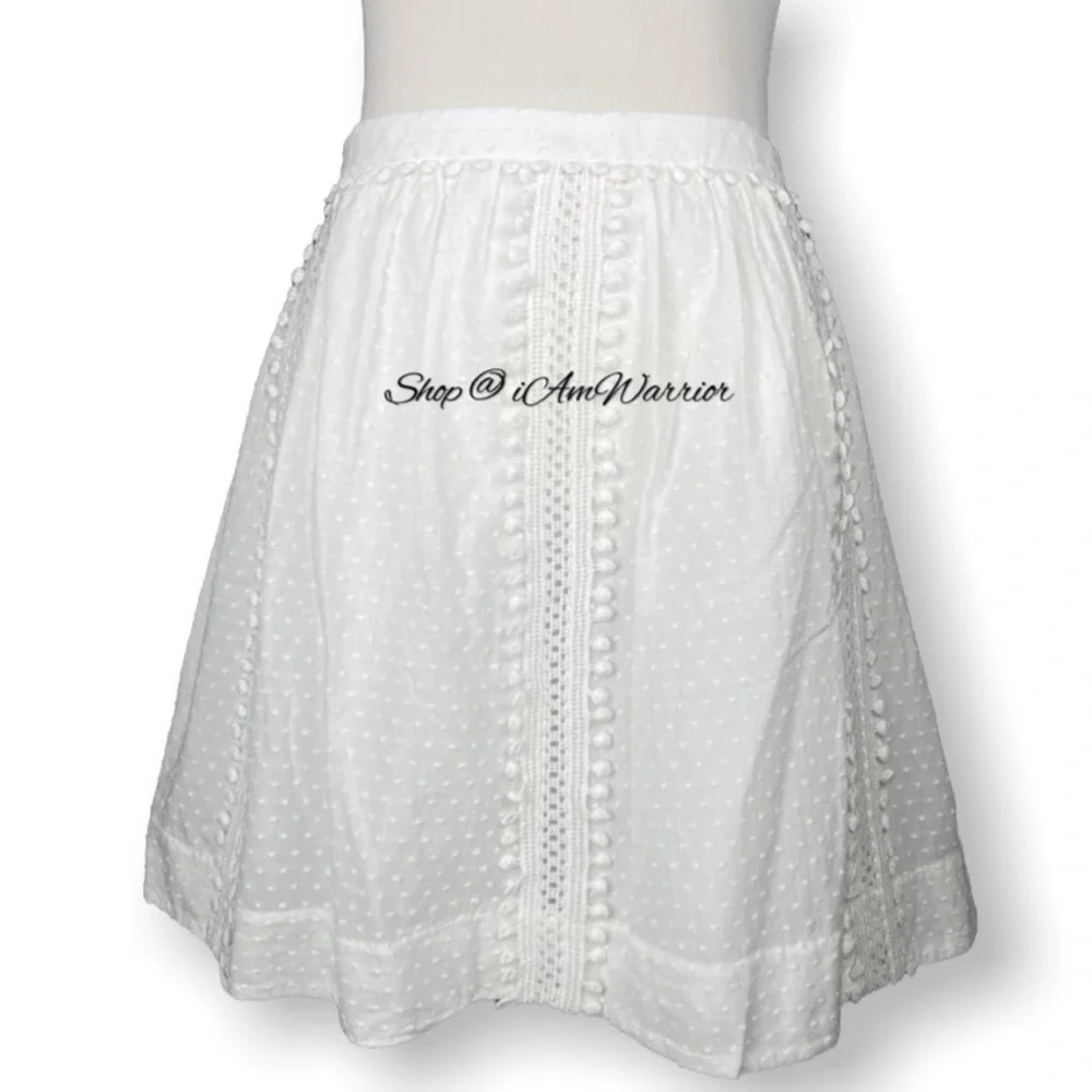 J.Crew NWT WHITE swissdot pompom mini skirt *shop@iamwarrior